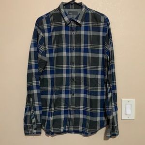 Men's Vince yarn dye plaid long sleeve button down shirt